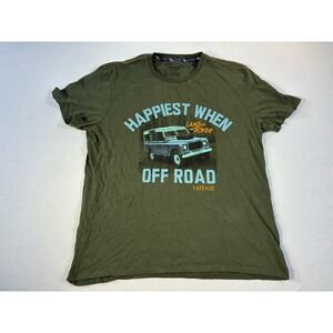 FatFace Land Rover T-Shirt Mens XL Green Happiest When Off Road Graphic Tee BCI